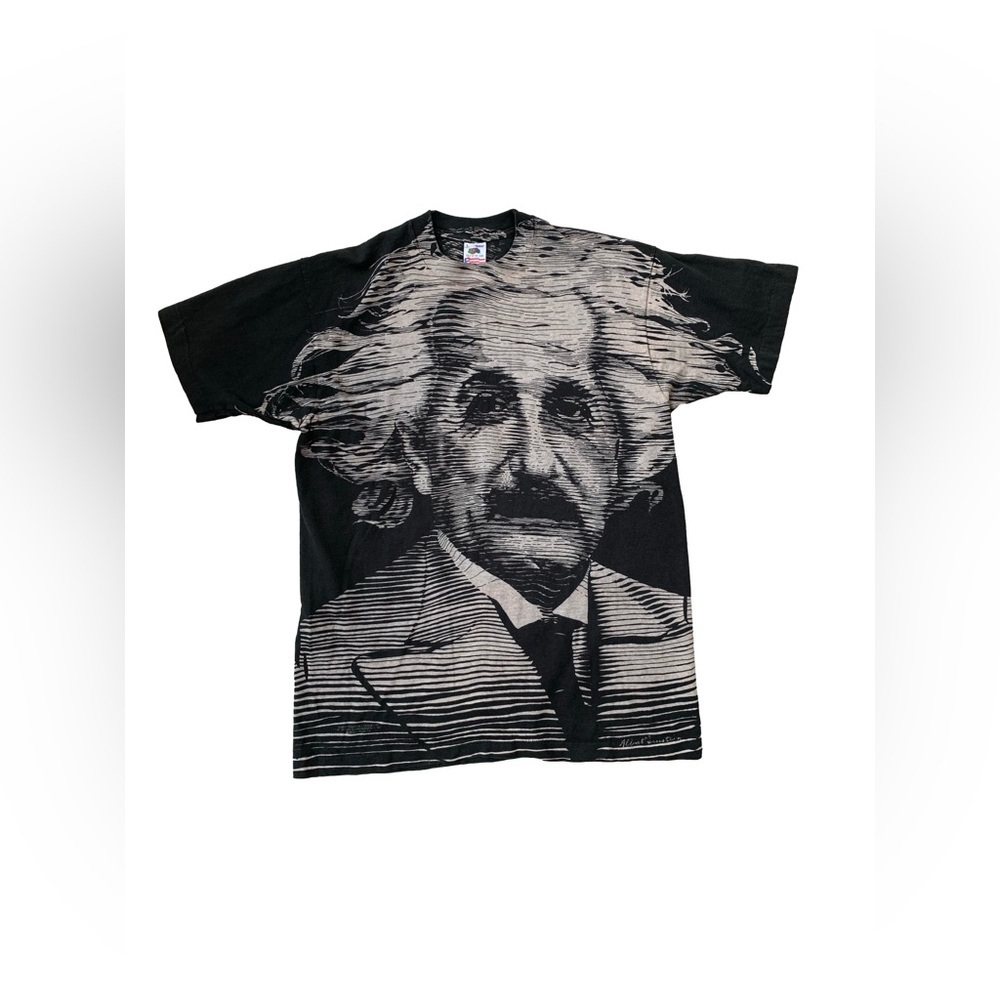 Vintage Single Stitch Men’s Size Large 1990's Rare Albert Einstein AOP T-Shirt